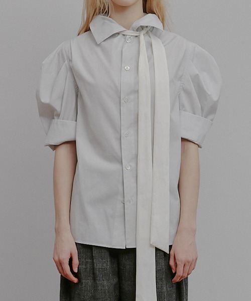 ブラウス シャツ タックスリーブショートスリーブシャツ / Tuck-Sleeve Short Sleeve Shirt レディースの画像