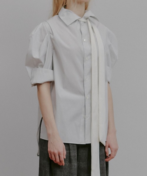 ブラウス シャツ タックスリーブショートスリーブシャツ / Tuck-Sleeve Short Sleeve Shirt レディースの画像