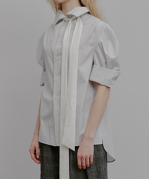 ブラウス シャツ タックスリーブショートスリーブシャツ / Tuck-Sleeve Short Sleeve Shirt レディースの画像
