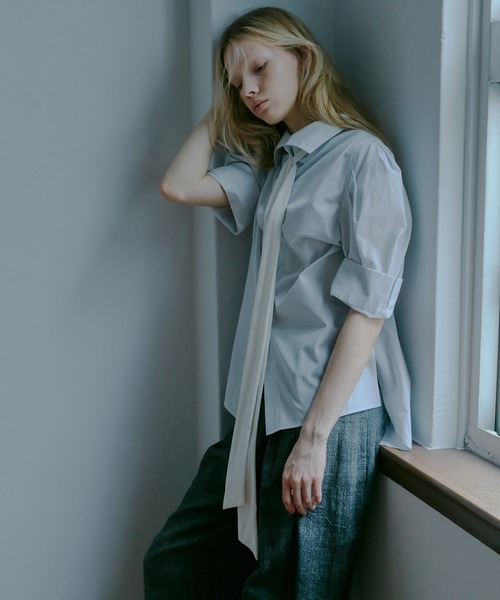 ブラウス シャツ タックスリーブショートスリーブシャツ / Tuck-Sleeve Short Sleeve Shirt レディースの画像