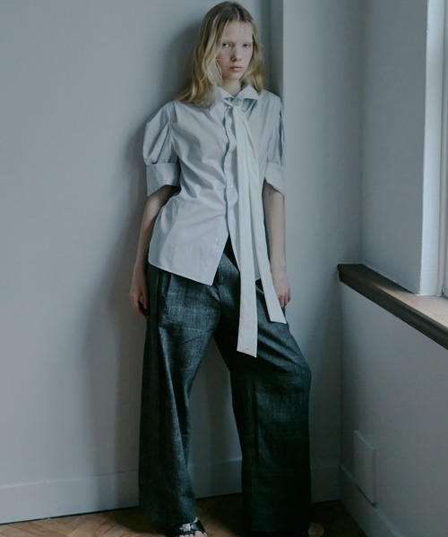 ブラウス シャツ タックスリーブショートスリーブシャツ / Tuck-Sleeve Short Sleeve Shirt レディースの画像