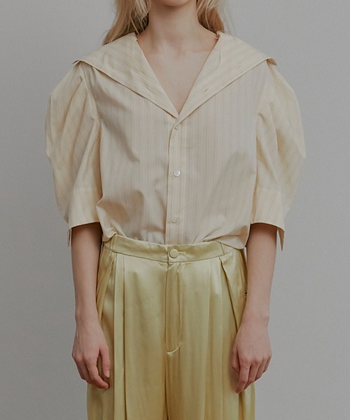 ブラウス シャツ タックスリーブショートスリーブシャツ / Tuck-Sleeve Short Sleeve Shirt レディースの画像