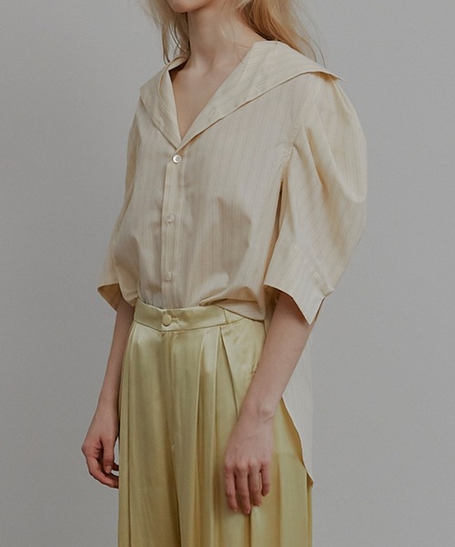 ブラウス シャツ タックスリーブショートスリーブシャツ / Tuck-Sleeve Short Sleeve Shirt レディースの画像