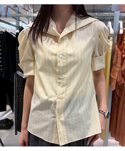 ブラウス シャツ タックスリーブショートスリーブシャツ / Tuck-Sleeve Short Sleeve Shirt レディースの画像