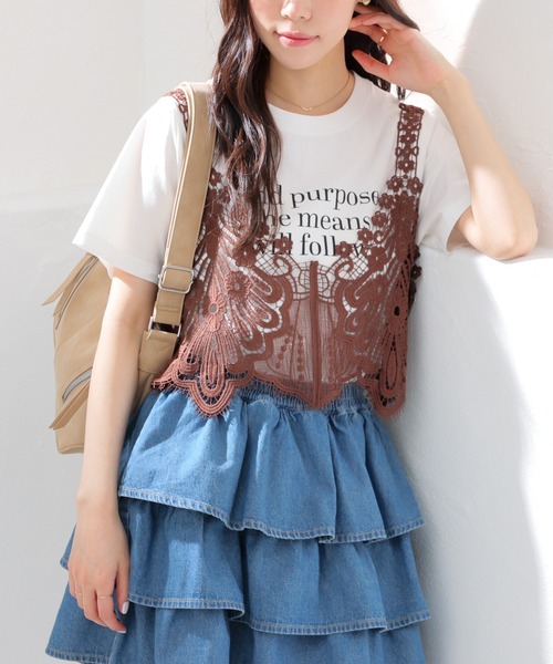 Honeys（ハニーズ） キャミソール モチーフレースビスチェ : ZOZOTOWN
