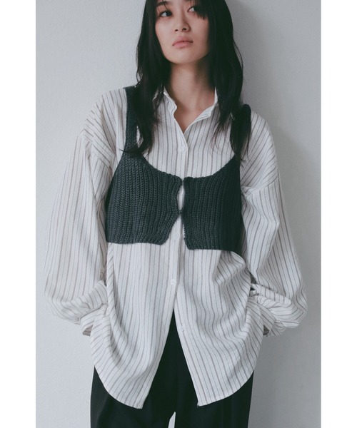 ANF.MUU ブラウス シャツ ボリュームスリーブストライプシャツ