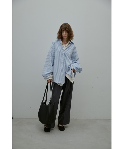 ANF.MUU ブラウス シャツ ボリュームスリーブストライプシャツ 
