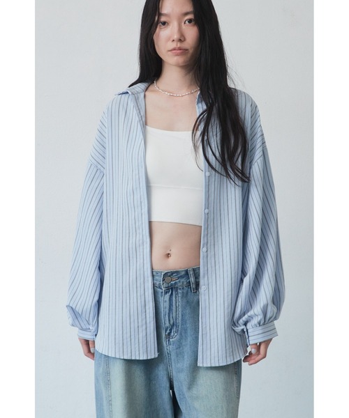 ANF.MUU ブラウス シャツ ボリュームスリーブストライプシャツ