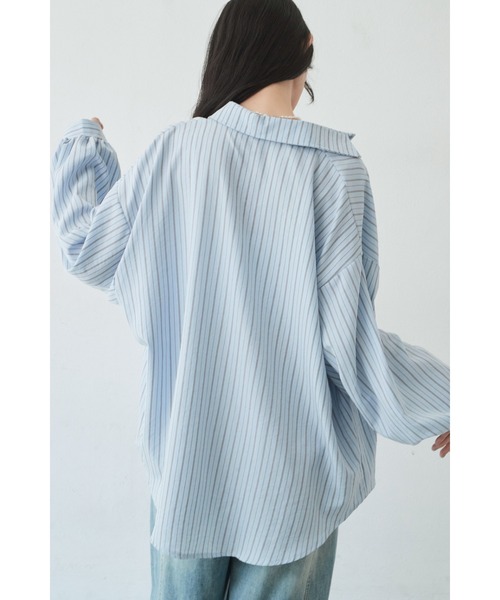 ANF.MUU ブラウス シャツ ボリュームスリーブストライプシャツ