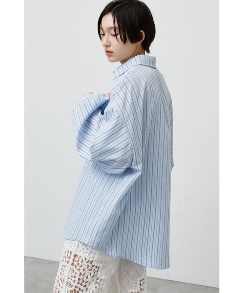 ANF.MUU ブラウス シャツ ボリュームスリーブストライプシャツ