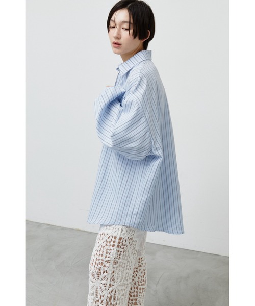 ANF.MUU ブラウス シャツ ボリュームスリーブストライプシャツ