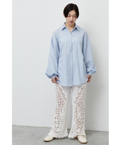 ANF.MUU ブラウス シャツ ボリュームスリーブストライプシャツ 