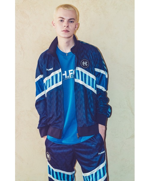 [H.FC、hummelコラボ]トラックジャケット ブルー M hummel（ヒュンメル） ジャージ H.FC トラックジャケット レディース