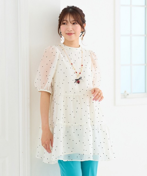チュニック バックリボンハートフロッキーチュニックの画像
