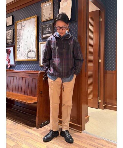 パーカー コットン　マドラス　フーデッドパーカー メンズの画像