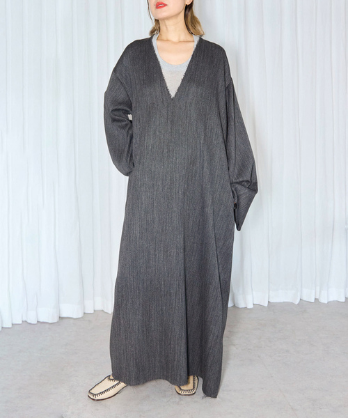 「CITYSHOP」 長袖ワンピース 38 グレー レディース_画像2