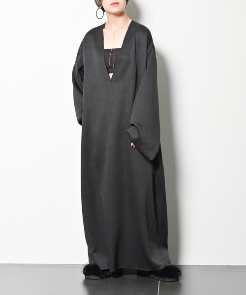 「CITYSHOP」 長袖ワンピース 38 グレー レディース_画像3