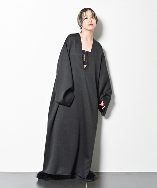 「CITYSHOP」 長袖ワンピース 38 グレー レディース_画像5