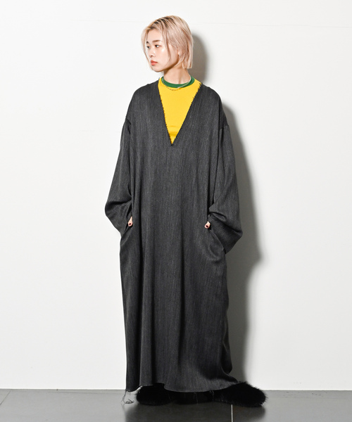 「CITYSHOP」 長袖ワンピース 38 グレー レディース_画像6