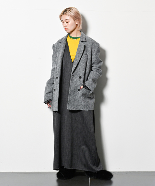 「CITYSHOP」 長袖ワンピース 38 グレー レディース_画像7