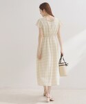 ワンピース 半袖 「洗える」シアーチェック ワ...の詳細画像4