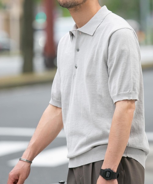 「URBAN RESEARCH ROSSO MEN」 半袖ニット MEDIUM チャコールグレー メンズ_画像2