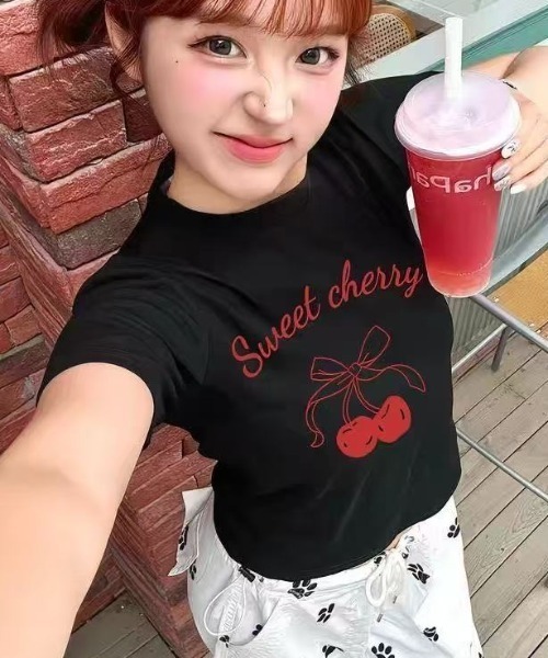 Achic（アシック） tシャツ 半袖 チェリー柄半袖 レディース