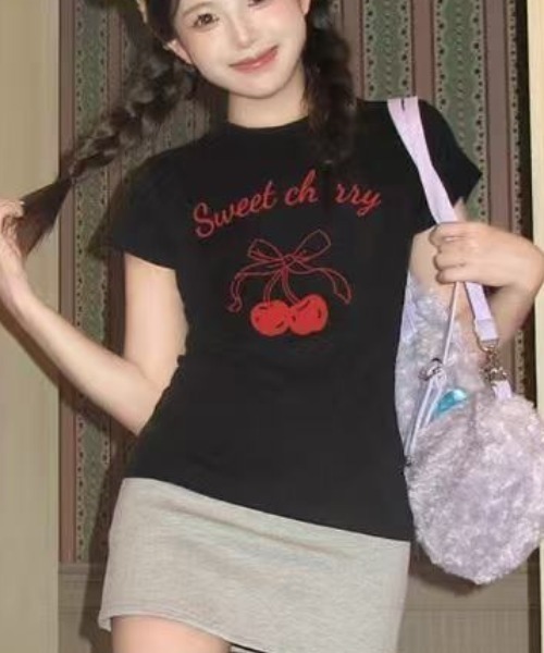 Achic（アシック） tシャツ 半袖 チェリー柄半袖 レディース