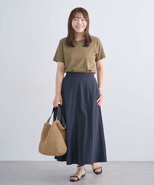 Green Parks（グリーンパークス） ロング スカート 表面感タックフレア