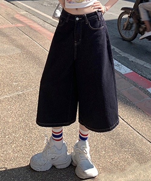 DAY CLOSET ワイドパンツ ハーフパンツ ジーンズ デニム デニムパンツ