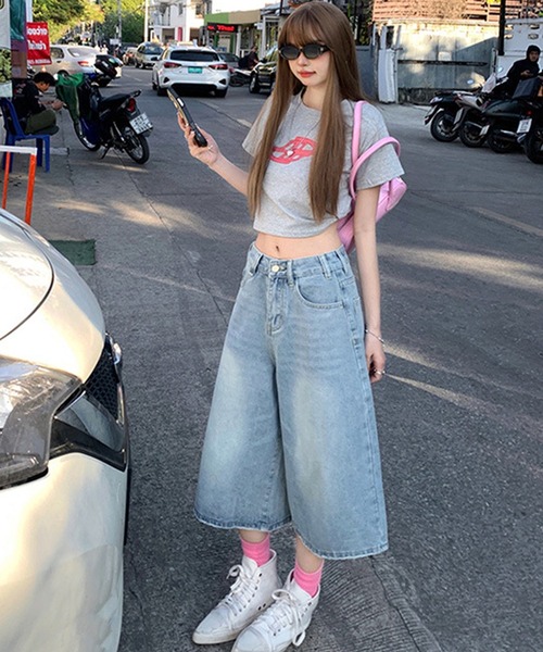 DAY CLOSET ワイドパンツ ハーフパンツ ジーンズ デニム デニムパンツ
