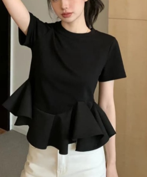 LUCPY ペプラムフレア半袖トップス レディース : ZOZOTOWN Yahoo!店