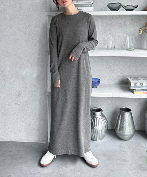 「feepur」 長袖ワンピース TALL ブラック レディース_画像9
