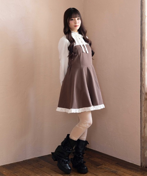 みぃNo.T501白雪姫ワンピースNo.H2503ブラウンチュチュスカート ワンピース ストライプ×バイカラーOP 【公式通販】