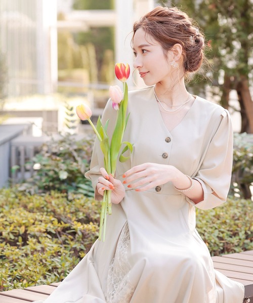 50 割引グレー ベージュ ネイビー S レディース Sサイズ相当 M レディース Mサイズ相当 新しい ドレス フロントボタンバックリボン 結婚式ワンピースドレス ドレス ブライダル レディースファッション ファッショングレーベージュネイビーs レディース Sサイズ