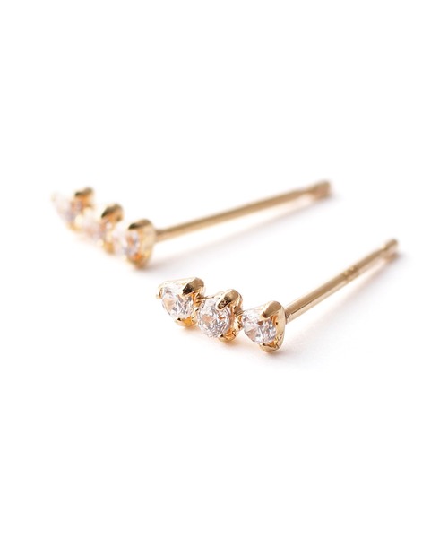 ANEMONE（アネモネ） ピアス 3連ジルコニアのベーシックピアス「10金 