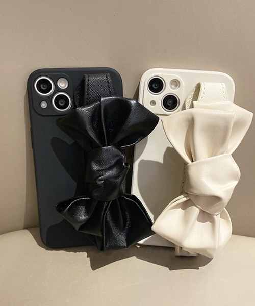 リボン付きブラックiPhoneケース iPhoneケース リボン かわいい ブラック スマホケース