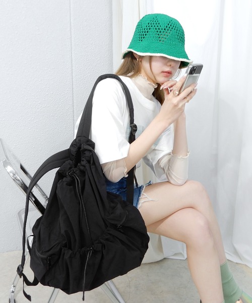 minia 帽子 ハット カラーエッジかぎ針編みハット レディース