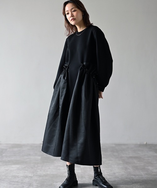 ワンピース サイド ドローコードポケット ワンピース ワンピース サイド ドローコードポケット