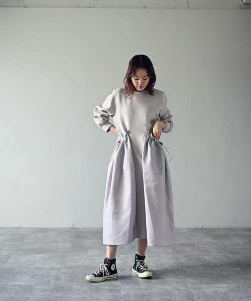 ワンピース サイド ドローコードポケット ワンピース ワンピース サイド ドローコードポケット