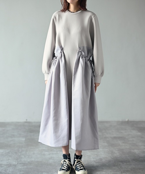 ワンピース サイド ドローコードポケット ワンピース ワンピース サイド ドローコードポケット