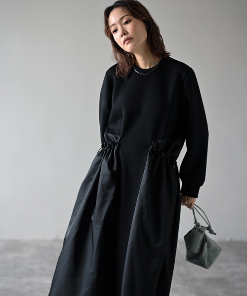 ワンピース サイド ドローコードポケット ワンピース ワンピース サイド ドローコードポケット