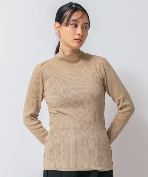 ニット セーター ジャガードリブハイネックニット レディース