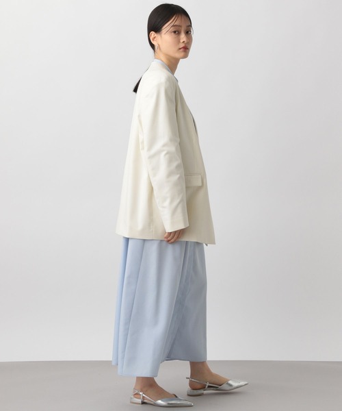 美品♡ ANAYI ノーカラー レザージャケット ジップアップ アイボリー セール】 【Oggi1月号掲載】シックフェイクレザー ジャケット