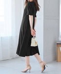 ワンピース 半袖 タック袖Aラインワンピースの詳細画像2