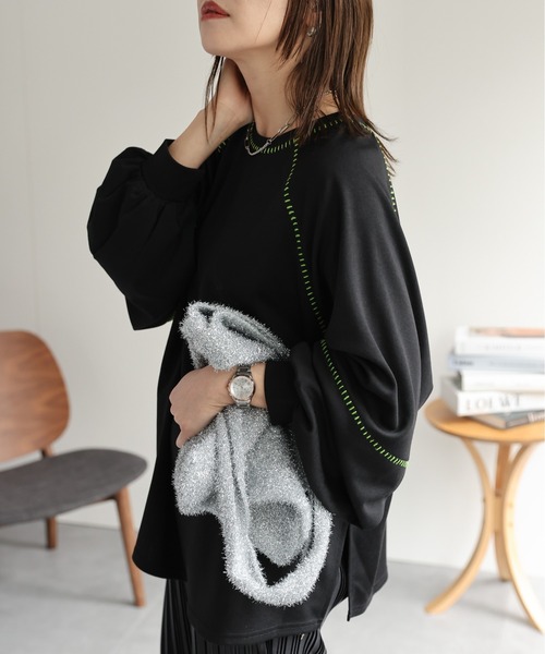 トップス tea Heather tシャツ フロントギャザーZIPTEE 497343 レディース