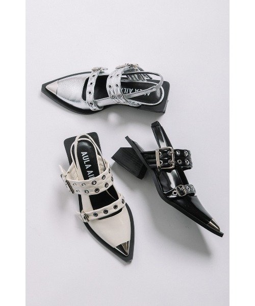 AULA AILA（アウラ アイラ） サンダル アイレットダブルベルトサンダル