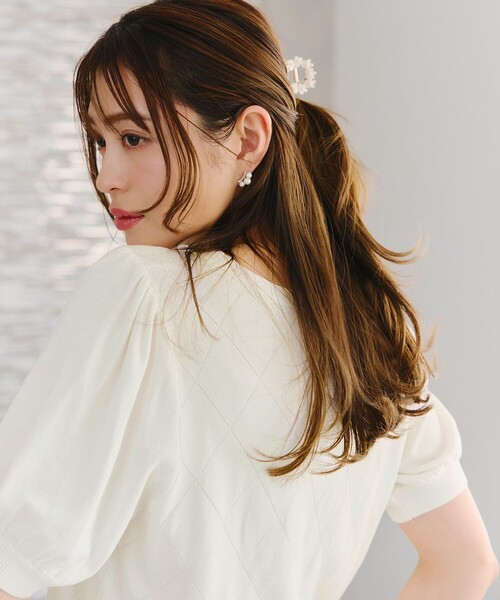 ニット セーター 「洗える／日本製」ざっくり編み柄ニットトップス レディース ap retro ニット セーター 配色ラメ 透かし編みニットトップス
