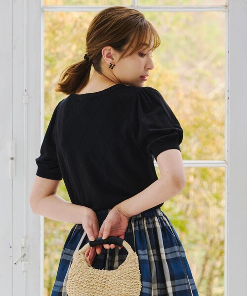 Tiaclasse ニット セーター 「洗える」ダイヤ柄編みサマーニット