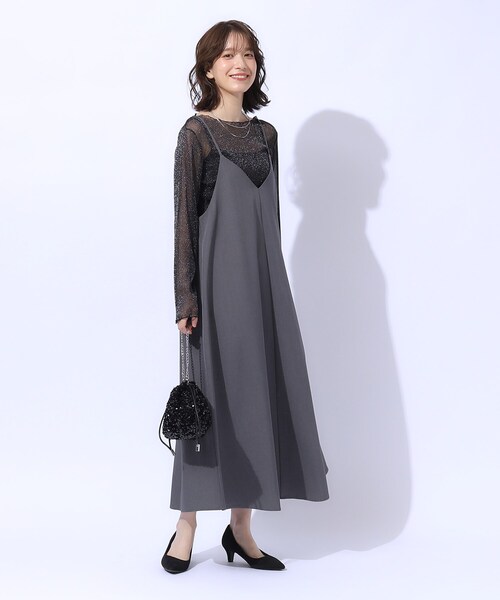 DRESKIP ワンピース ロングシーズン活躍 フレアキャミワンピース
